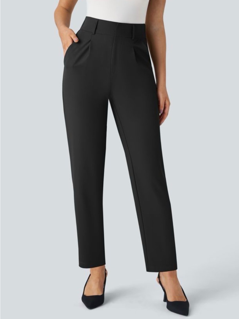 HALARA Petite High-Waisted Pleated Casual Pants